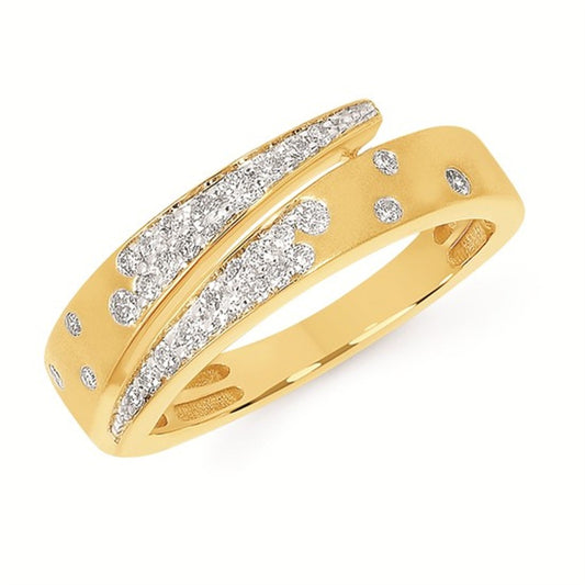 14K Yellow Gold Flush Set Diamond Bypass Ring – .25CTW