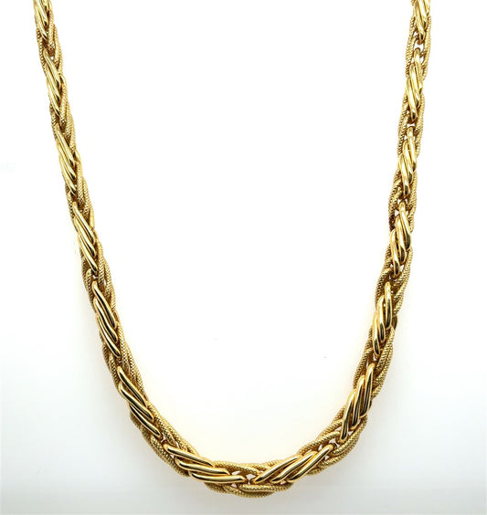 Lady's Yellow 14 Karat Interwoven Estate Necklace, Length 18