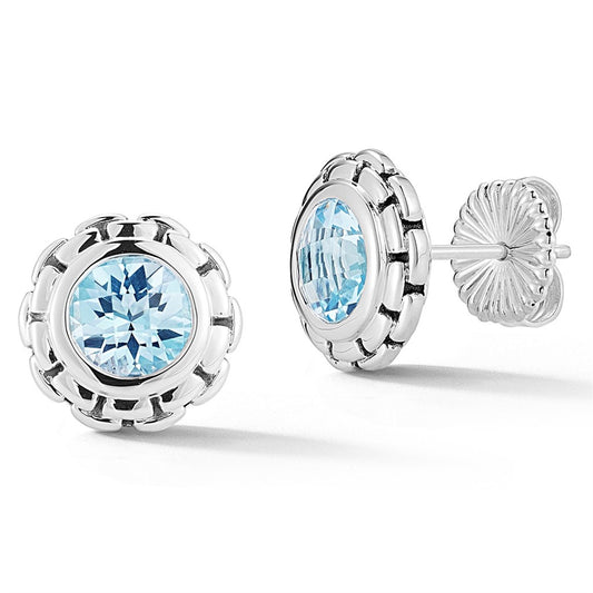 JAI Sterling Silver 6mm Blue Topaz Gemstone Stud E | Silver Earrings