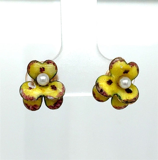 14KY ENAMEL FLOWER STUDS