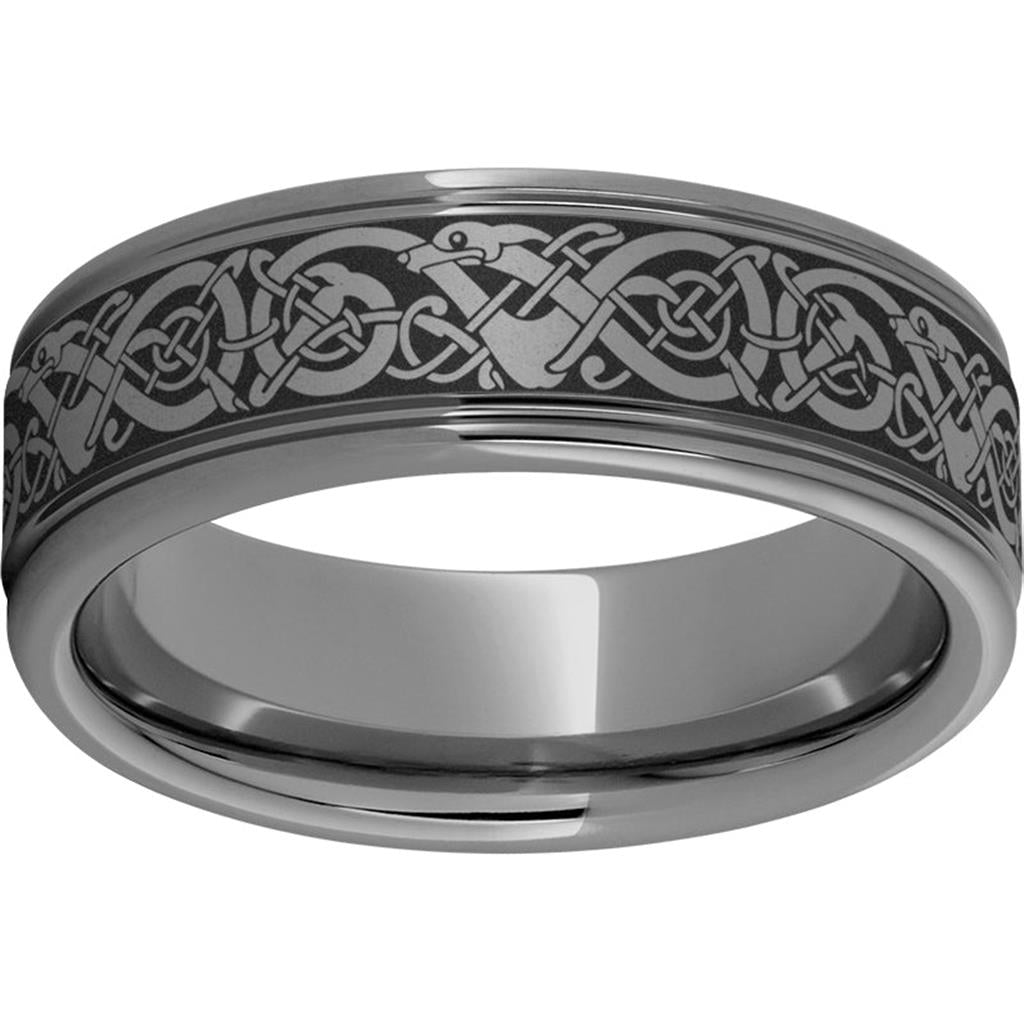 8MM Tungsten Carbide REF Viking Wedding Band – Durable & Bold