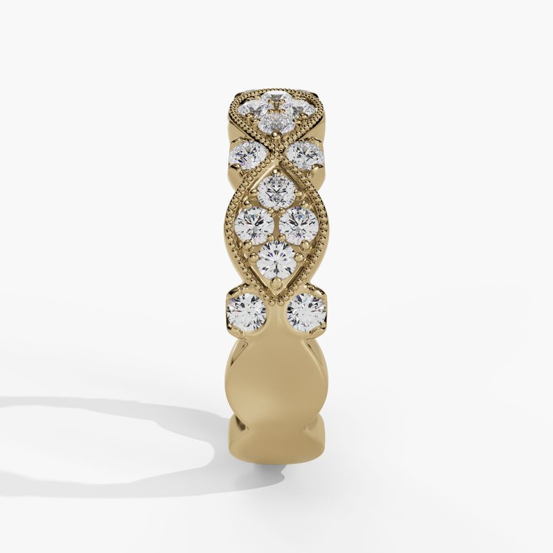 14K Yellow Gold .65CTW Diamond Fashion Ring with Milgrain Details