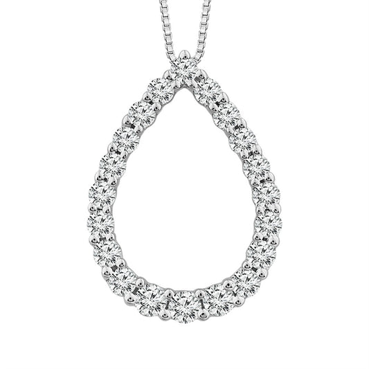 10K White Gold 1/10CTW Pear Shaped Pendant with Box Chain