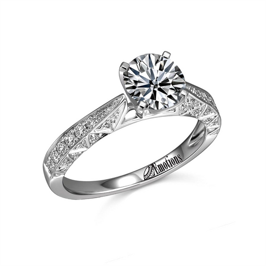 Elegant Solitaire Ring Semi-Mount with Unique Band Diamond Design