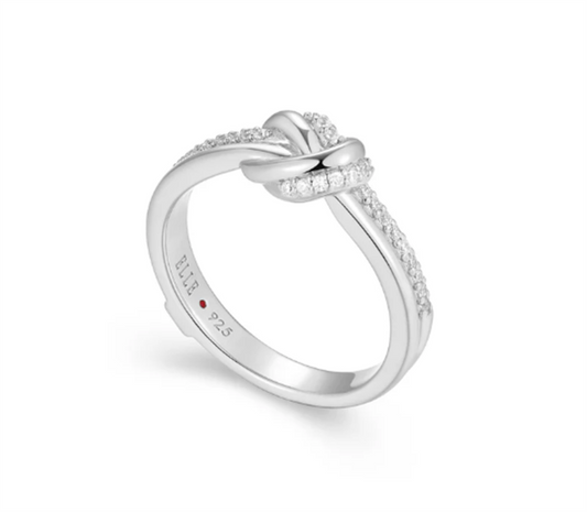 ELLE Unity Knot Ring – Rhodium-Plated Sterling Silver, Size 6