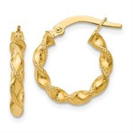 Elegant 14K Yellow Gold Twisted Hoop Earrings