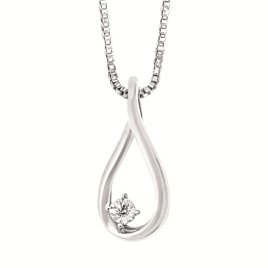Diamond Teardrop Pendant in Sterling Silver