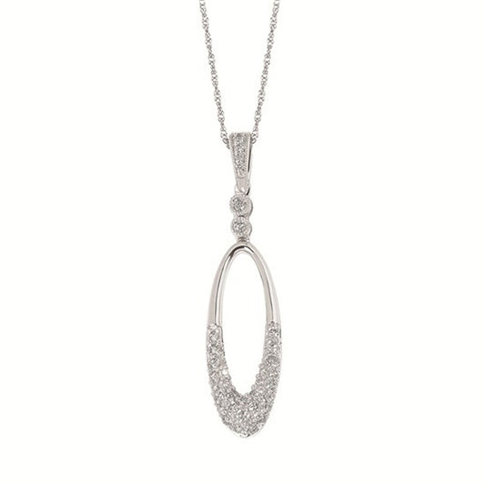 14K White Gold Diamond Oval Pendant – .33CTW
