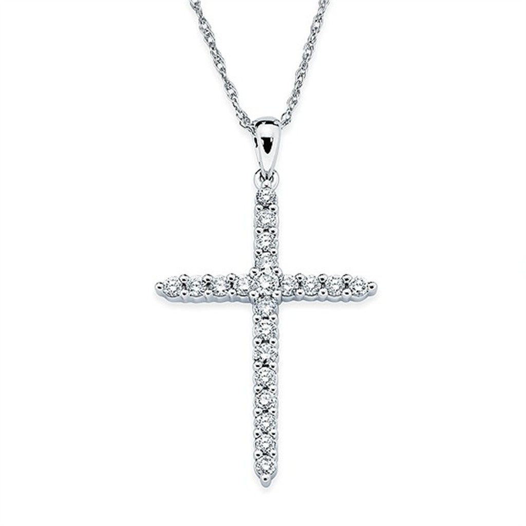 14K WG .10CTW DIA CROSS