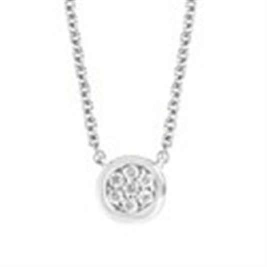 Sterling Silver .05CTW Round Diamond Cluster Pendant with 18" Rolo Chain