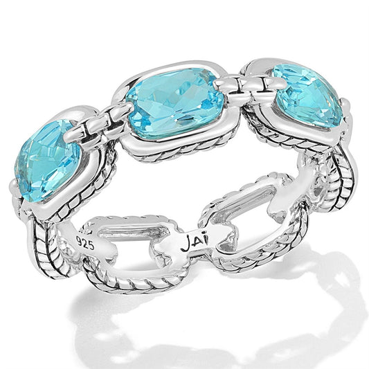 JAI Sterling Silver Statement Link & Multi Gemston | Silver Rings