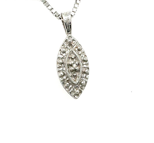 10K White Gold Marquise Diamond Pendant (No Chain)