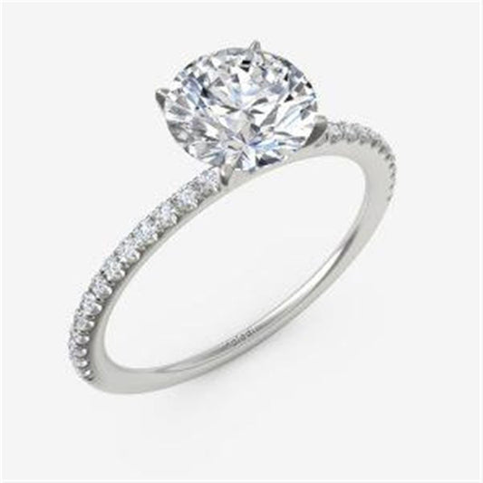 Low Profile Peg Head Solitaire with Diamond Shank Engagement Ring Semi-Mount