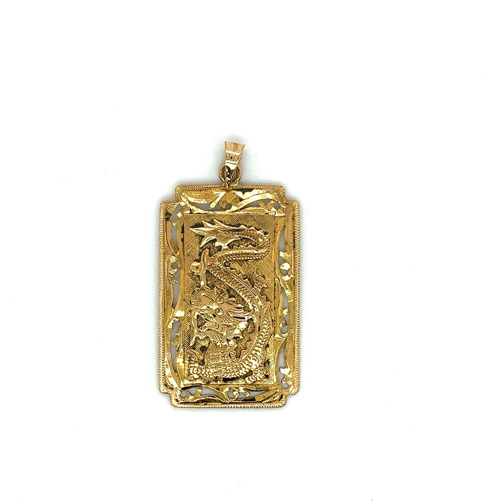 18K Yellow Gold Dragon Pendant