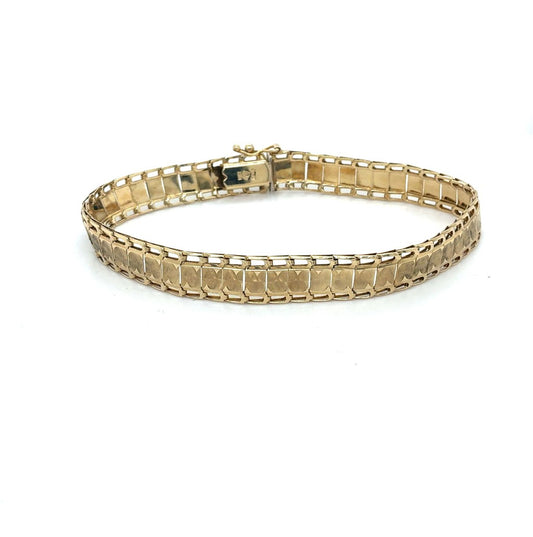 14K Yellow Gold Link Bracelet with Safety Clasp 7.5" 6.78g
