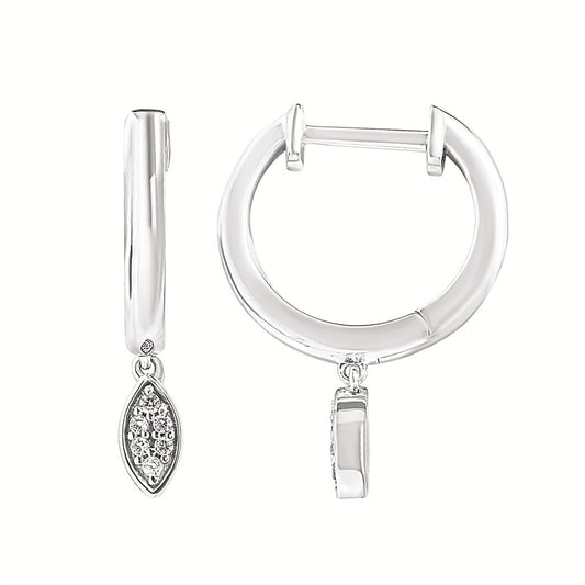 .05 Ctw Diamond Hoop Earrings in Sterling Silver