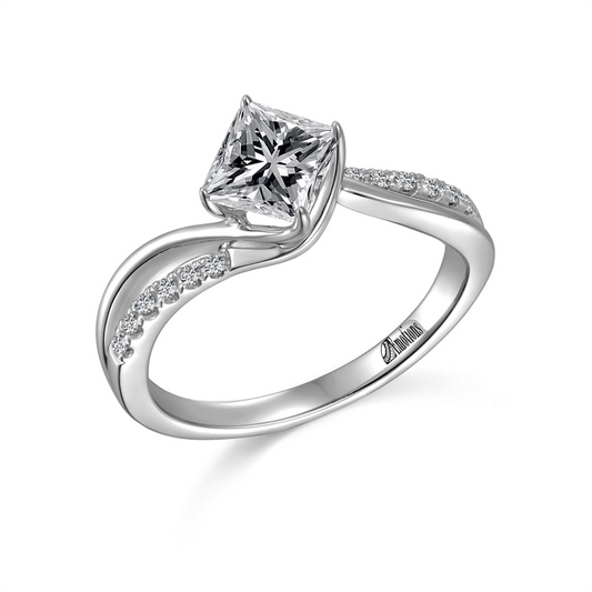 Elegant Ring Semi-Mount with .11Cts Diamonds and Subtle Curve