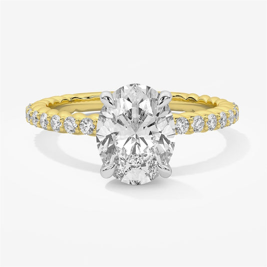 Engagement Ring with Hidden Halo and Braided Diamond Shank. 2.1mm Wide Shank Semi-Mount