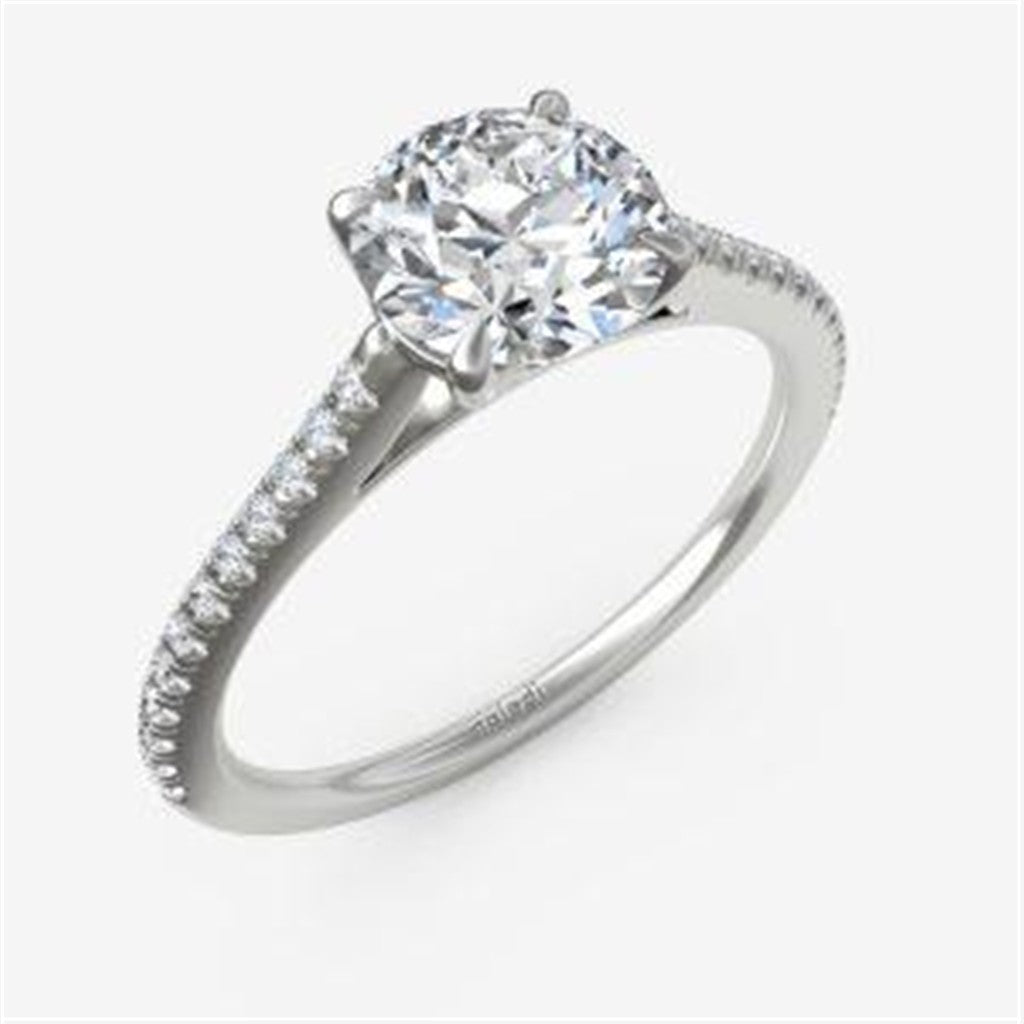 Delicate Diamond Shank Cathedral Setting Engagement Ring Semi-Mount