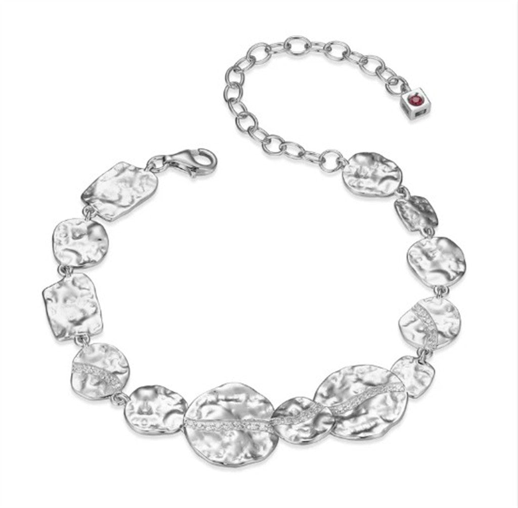 Sterling Silver ELLE "Galaxy" Rhodium-Plated White CZ Bracelet
