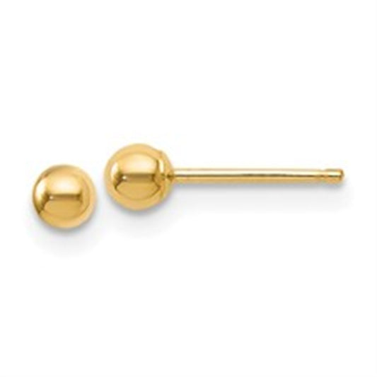Classic 14K Yellow Gold 3MM Ball Stud Earrings