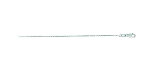 14K White Gold 18" Diamond-Cut Cable Chain with Lobster Clasp