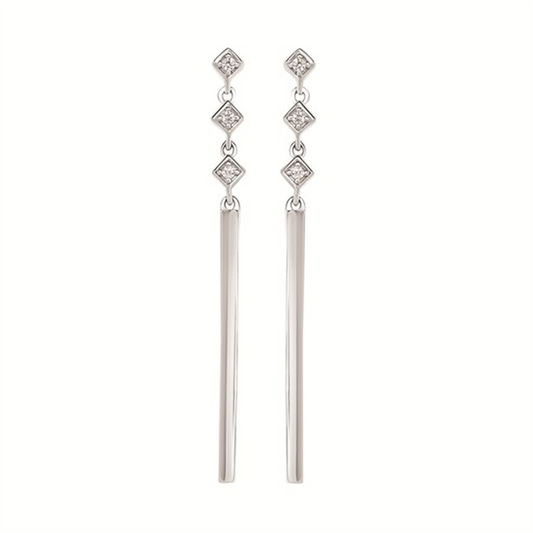 .05 Ctw Diamond Dangle Earrings in Sterling Silver