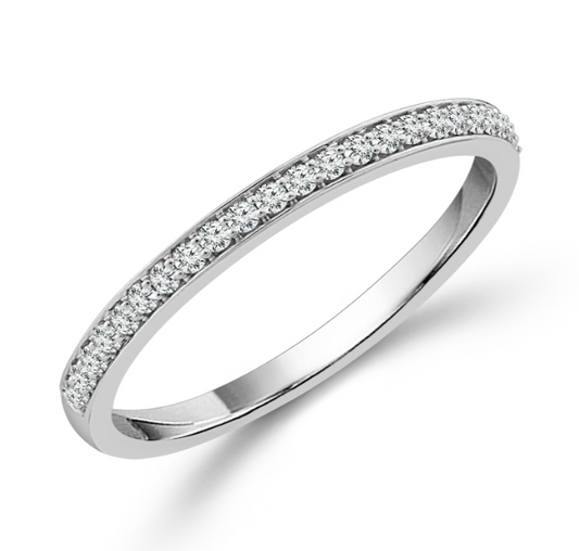 14K White Gold .17CTW Diamond Band with 28 Round Brilliant Cut Diamonds Size 7