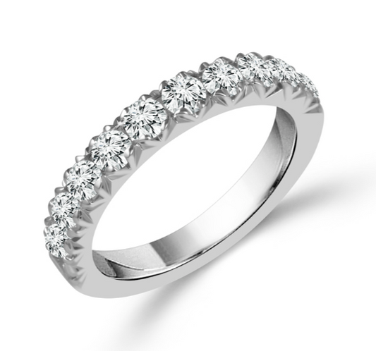 14K White Gold .25CTW 11 Round Brilliant Cut Diamond Band Size 7