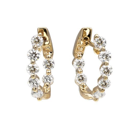 18KYG 1.09CTW Off Set Inside/Outside Diamond Hoops