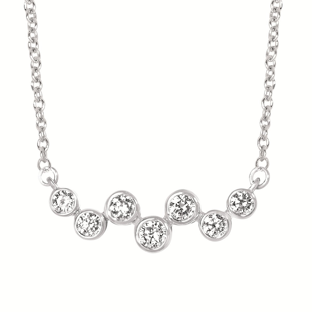 LGD SS/18KYGP .20CTW 7-Stone Bezel-Set Diamond Necklace