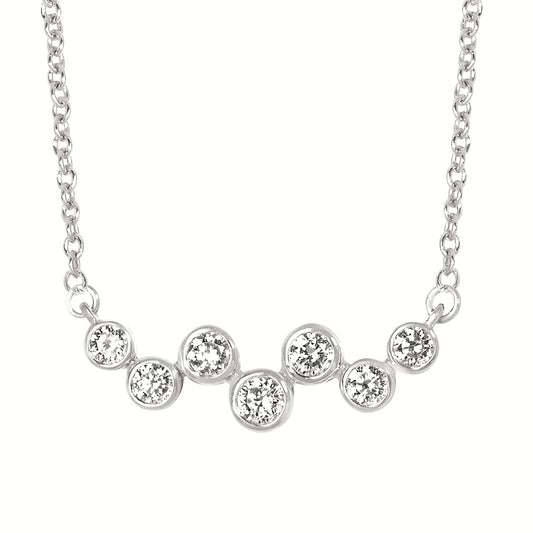 LGD SS/18KYGP .20CTW 7-Stone Bezel-Set Diamond Necklace