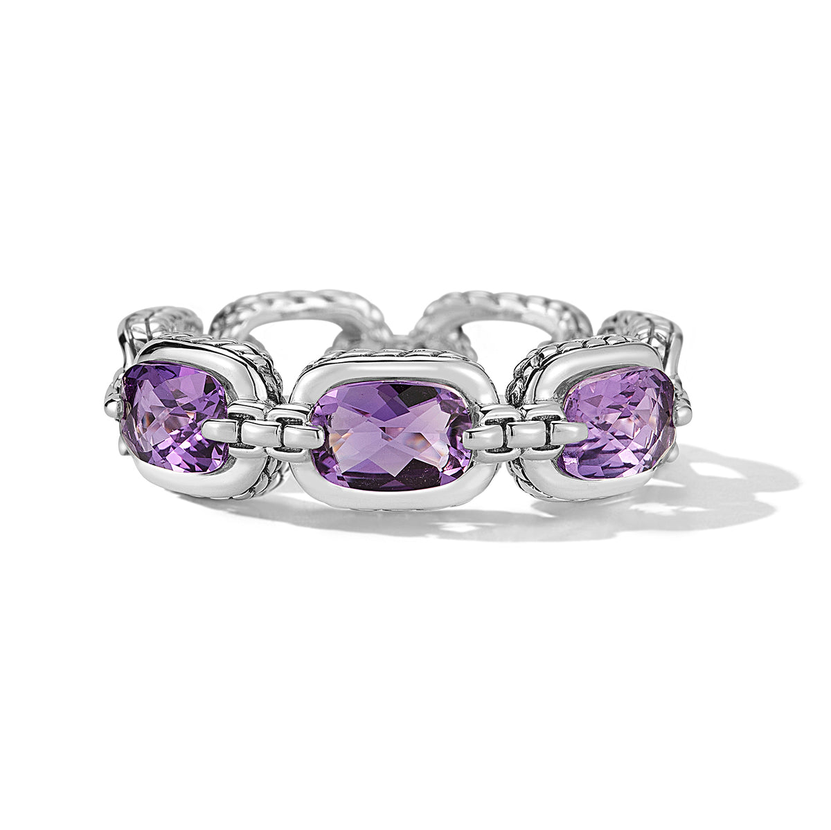 JAI Sterling Silver Statement Link & Multi Gemston | Silver Rings