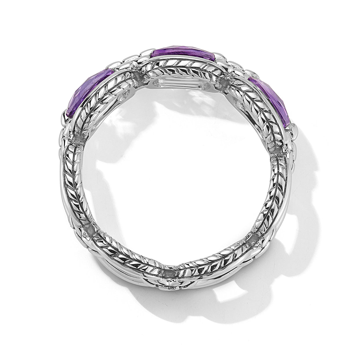 JAI Sterling Silver Statement Link & Multi Gemston | Silver Rings