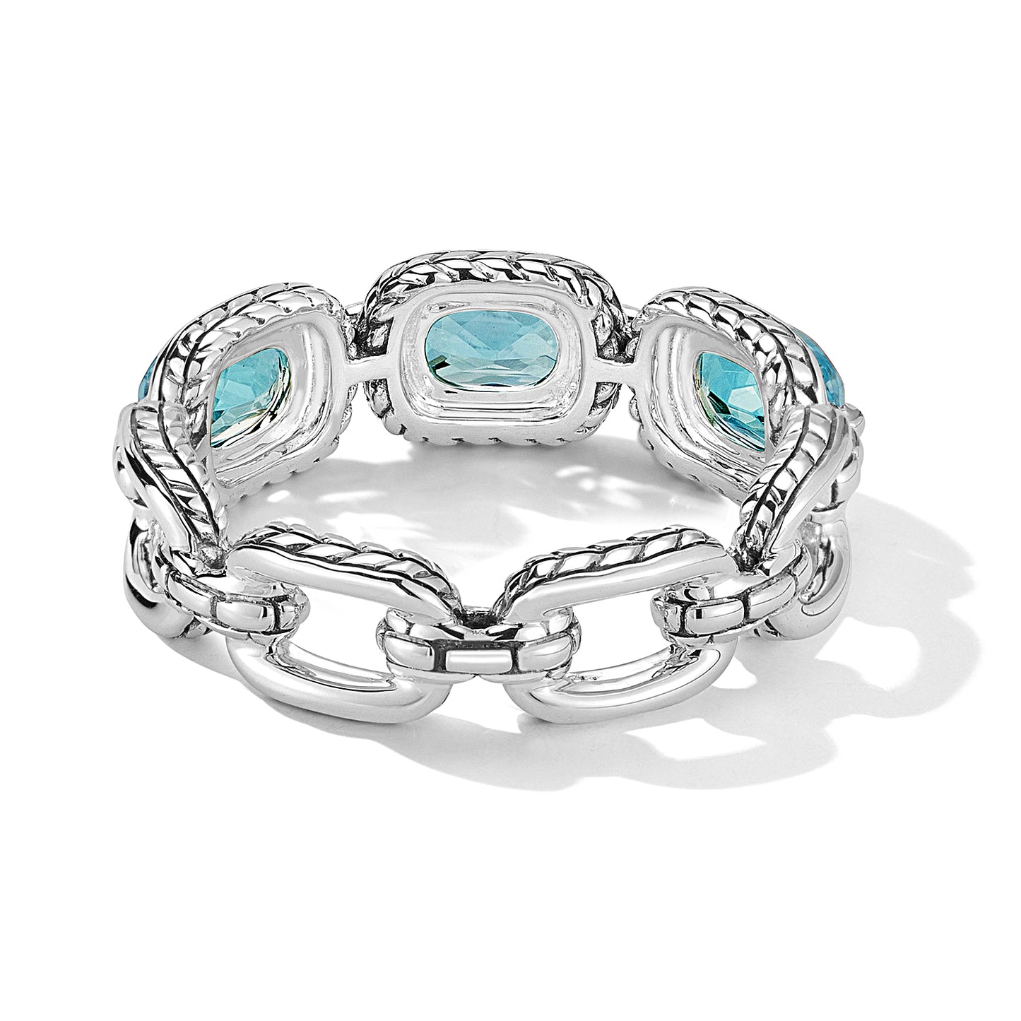 JAI Sterling Silver Statement Link & Multi Gemston | Silver Rings