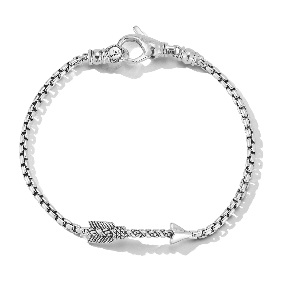 JAI Sterling Silver 2.7mm Box Chain Arrow Bracelet | Silver Bracelets