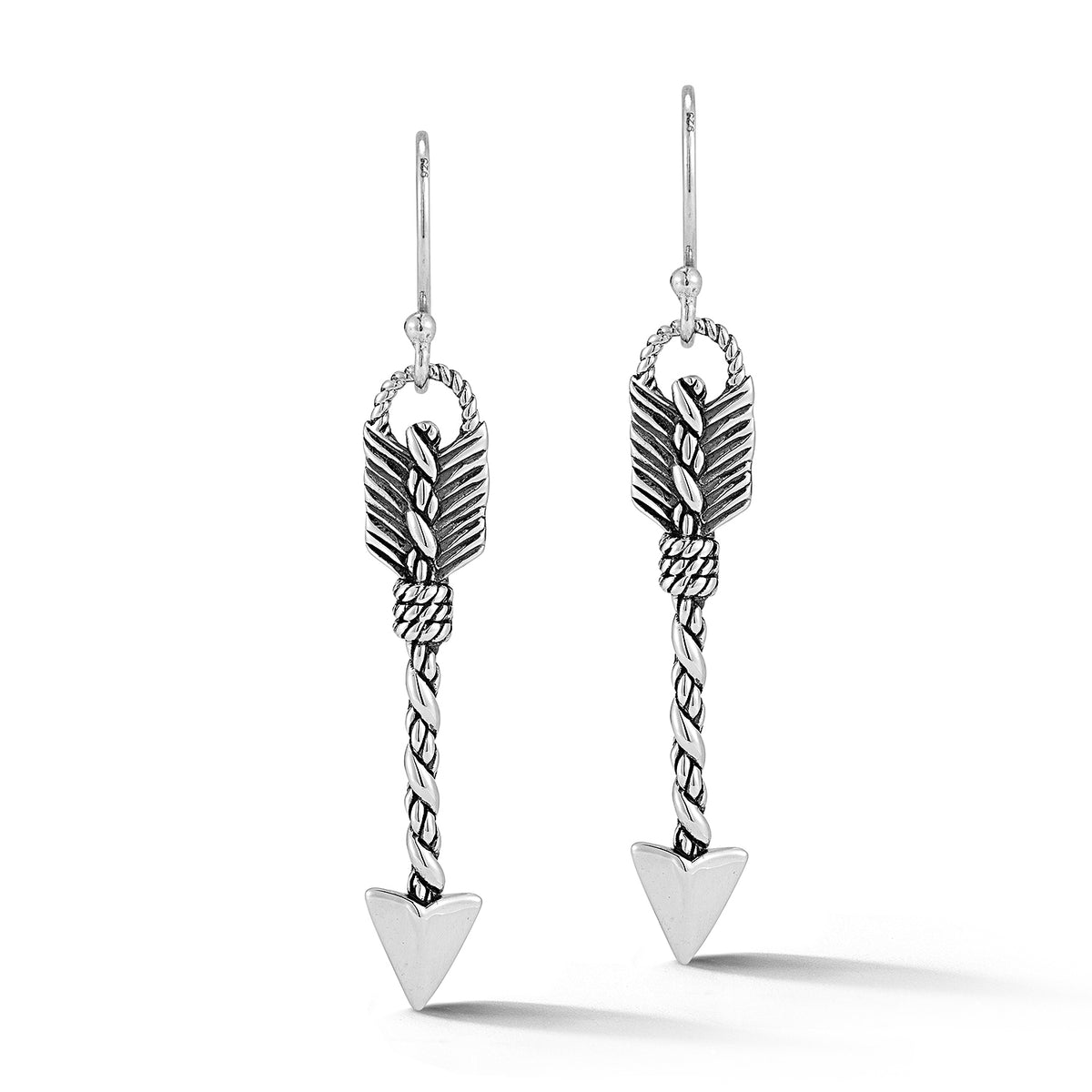 JAI Sterling Silver Arrow Drop Earrings with Frenc | Silver Earrings