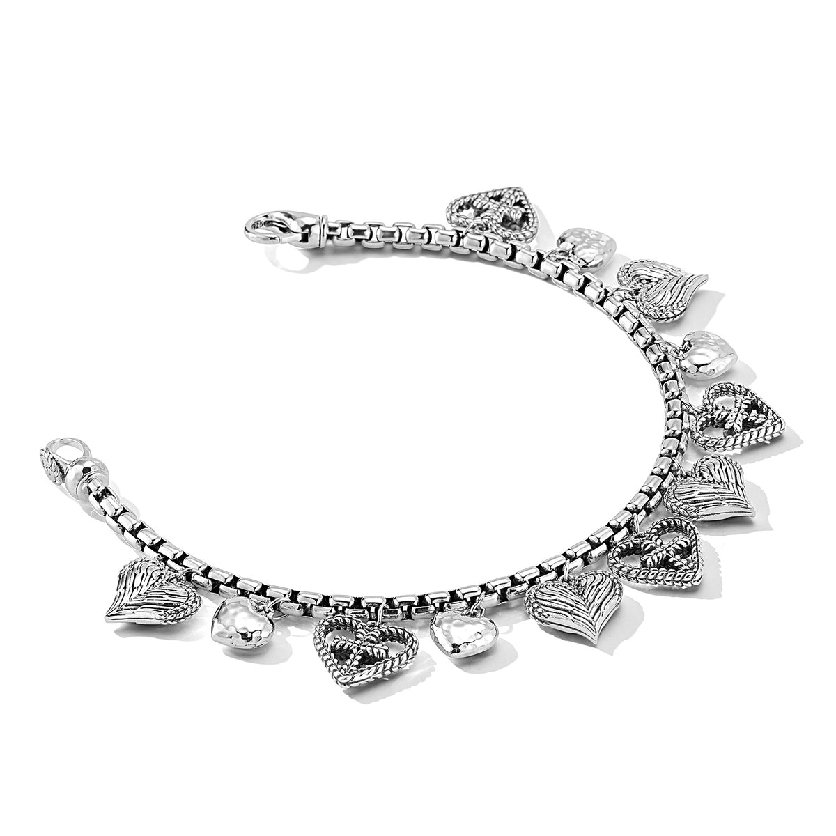 JAI Sterling Silver Wings Of Love 3.7mm Box Chain  | Silver Bracelets