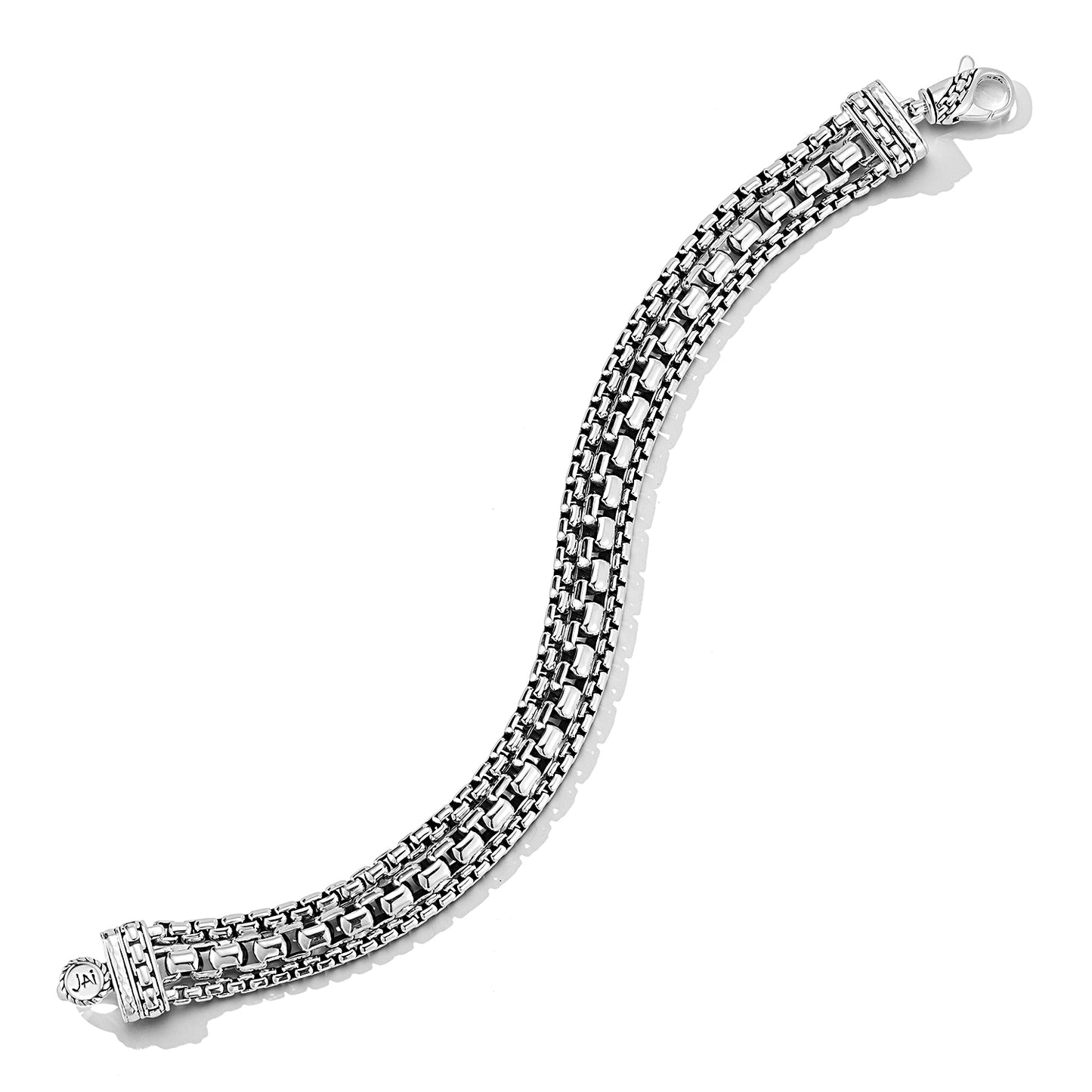 JAI Sterling Silver Triple Strand Box Chain Bracel | Silver Bracelets