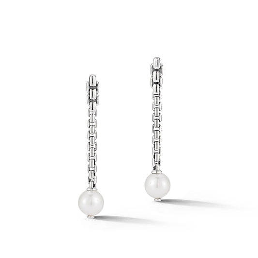 JAI Sterling Silver 1.5 Fresh Water Pearl Box Chai | Silver Earrings
