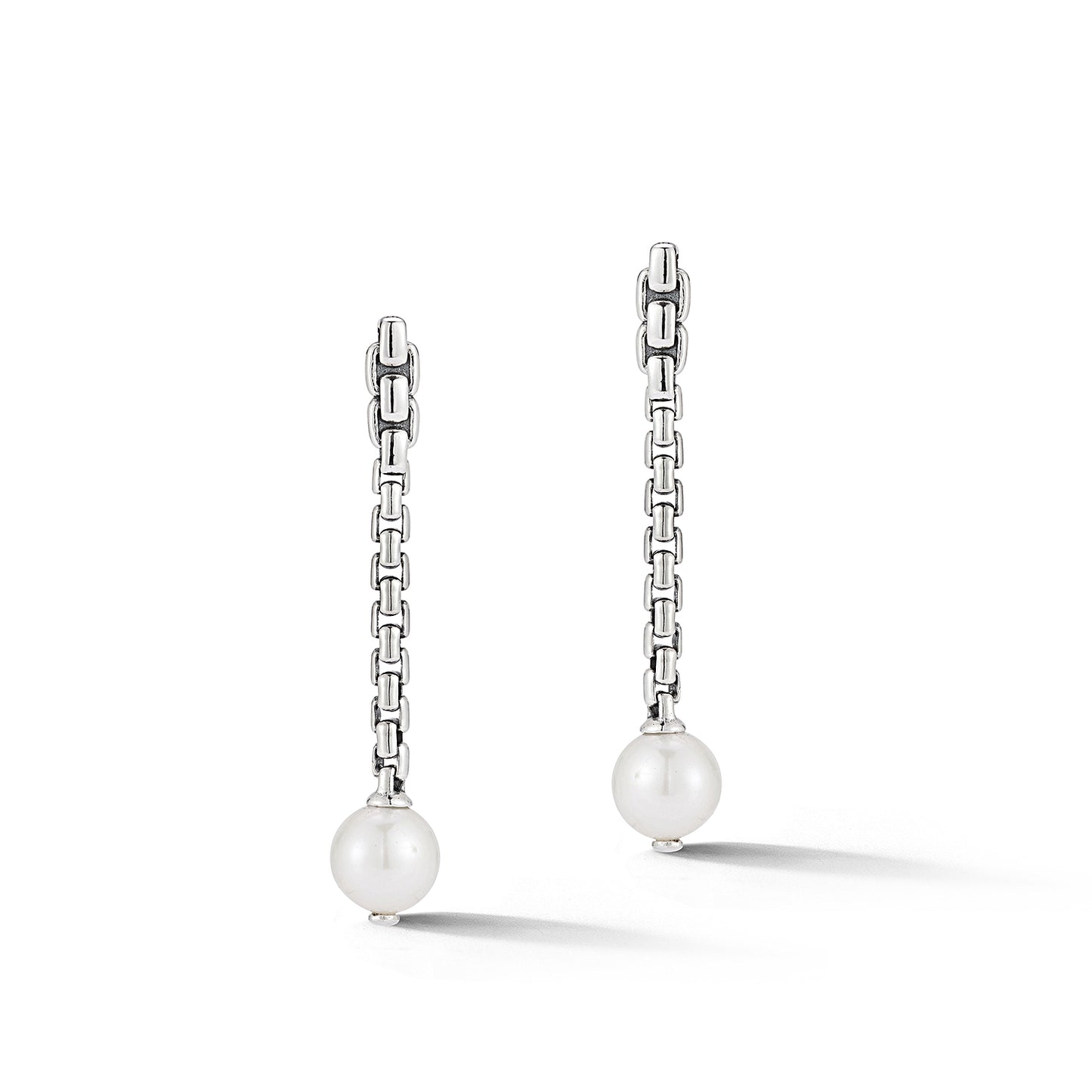 JAI Sterling Silver 1.5 Fresh Water Pearl Box Chai | Silver Earrings