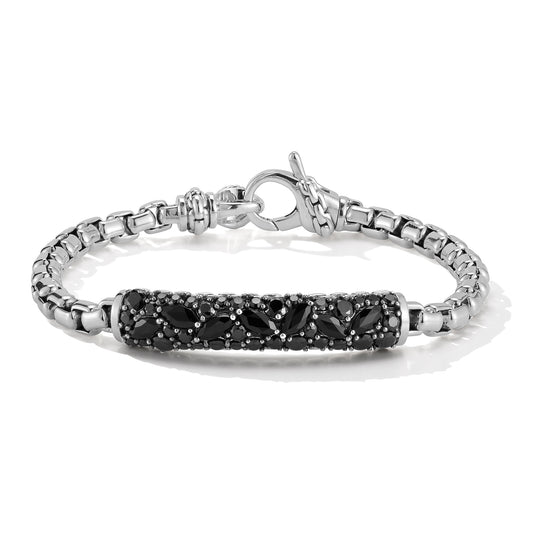 JAI Sterling Silver Multi Gemstone Box Chain Brace | Silver Bracelets