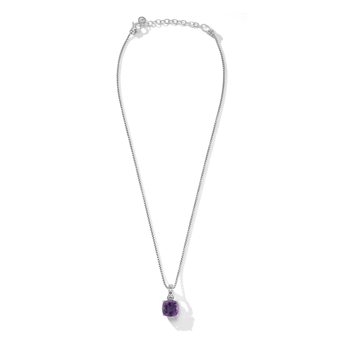JAI Sterling Silver Gemstone Box Chain Pendant - A | Silver Necklaces