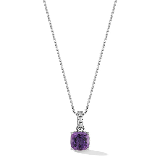 JAI Sterling Silver Gemstone Box Chain Pendant - A | Silver Necklaces