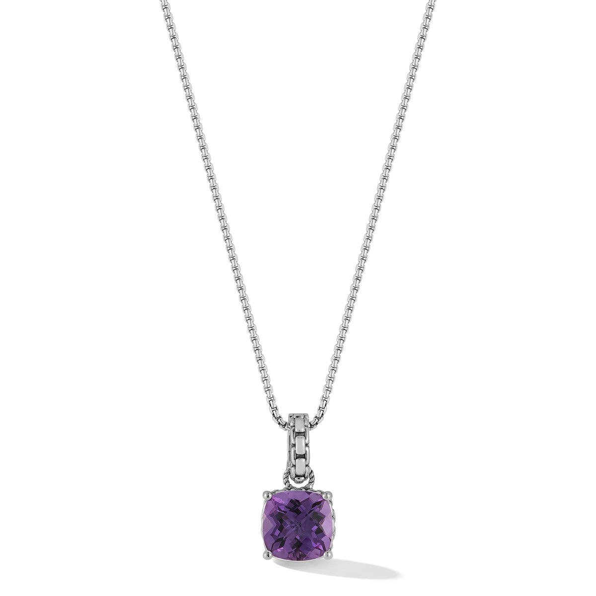 JAI Sterling Silver Gemstone Box Chain Pendant - A | Silver Necklaces