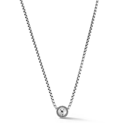 JAI Sterling Silver Hammered Disk 3.7mm Box Chain  | Silver Necklaces
