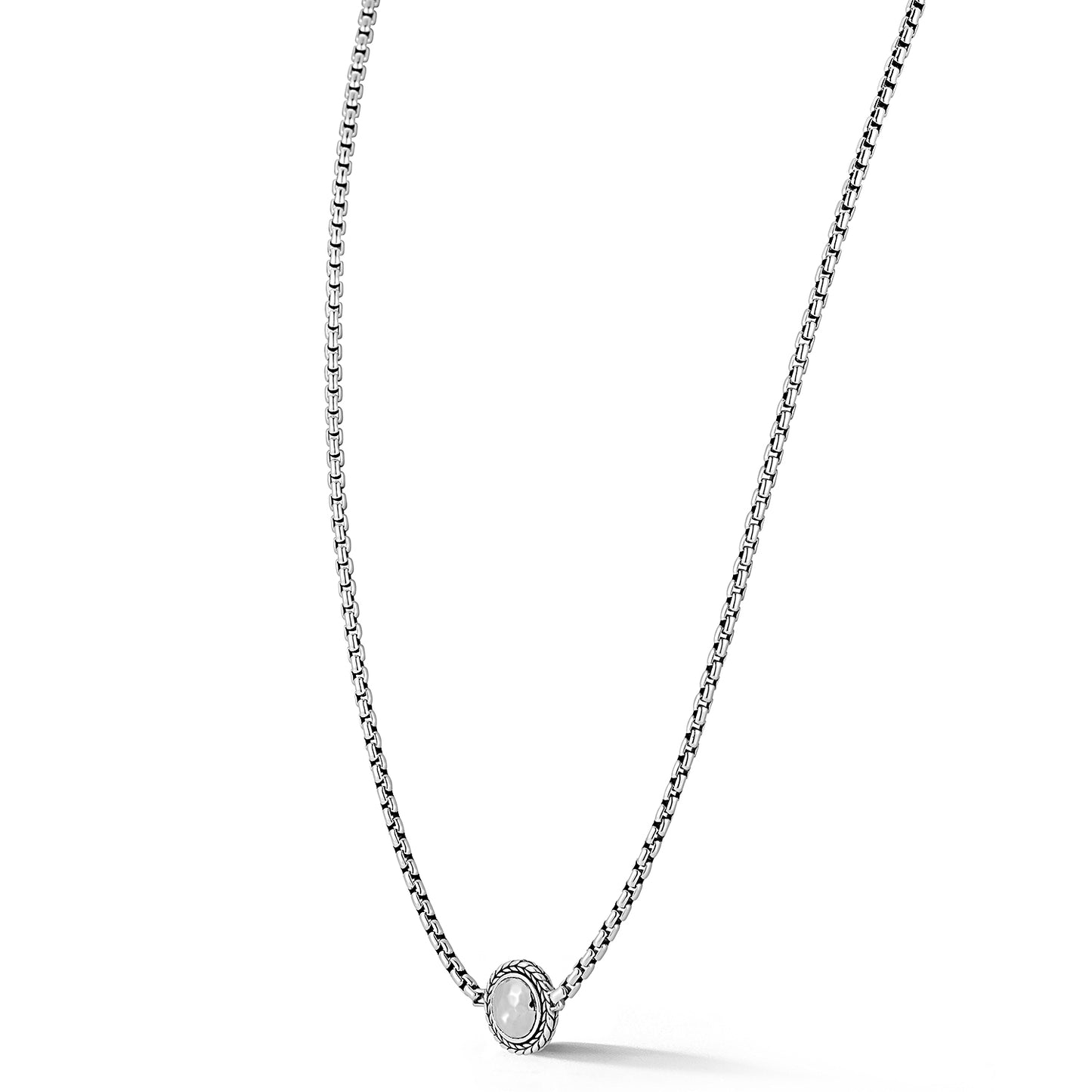 JAI Sterling Silver Hammered Disk 3.7mm Box Chain  | Silver Necklaces