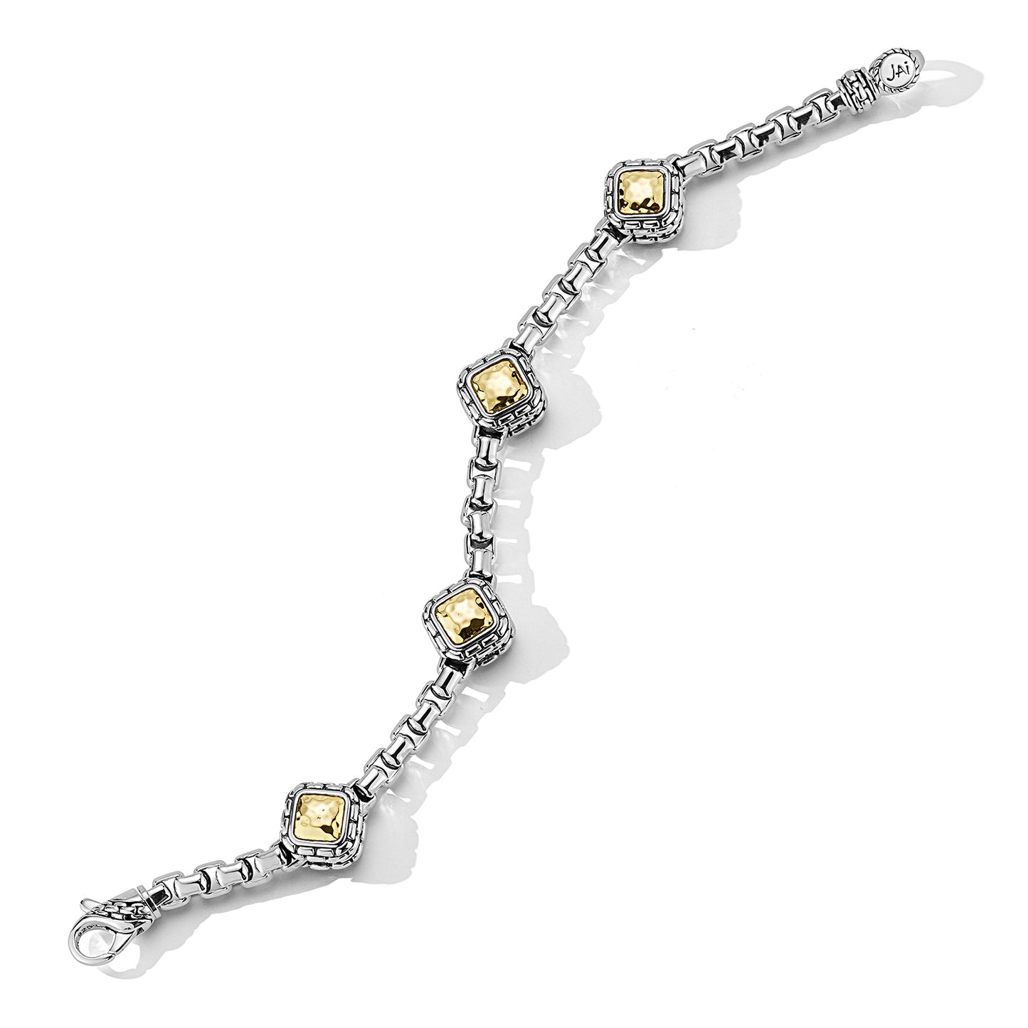 JAI Sterling Silver & 14K Gold 5.3mm Box Chain & S | Silver Bracelets