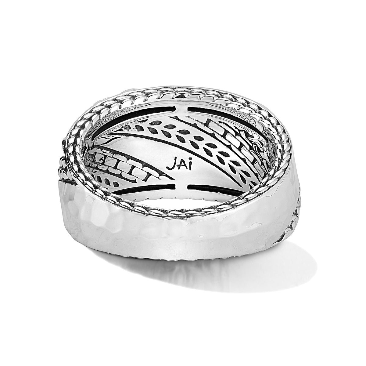 JAI Sterling Silver Modern Artisan Hammered & Text | Silver Rings
