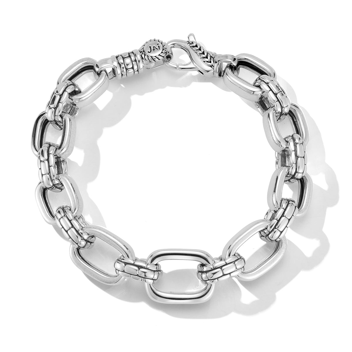JAI Sterling Silver Statement Link & Box Chain Tex | Silver Bracelets